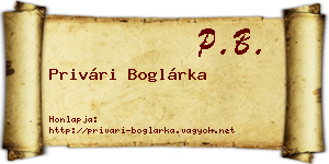 Privári Boglárka névjegykártya
